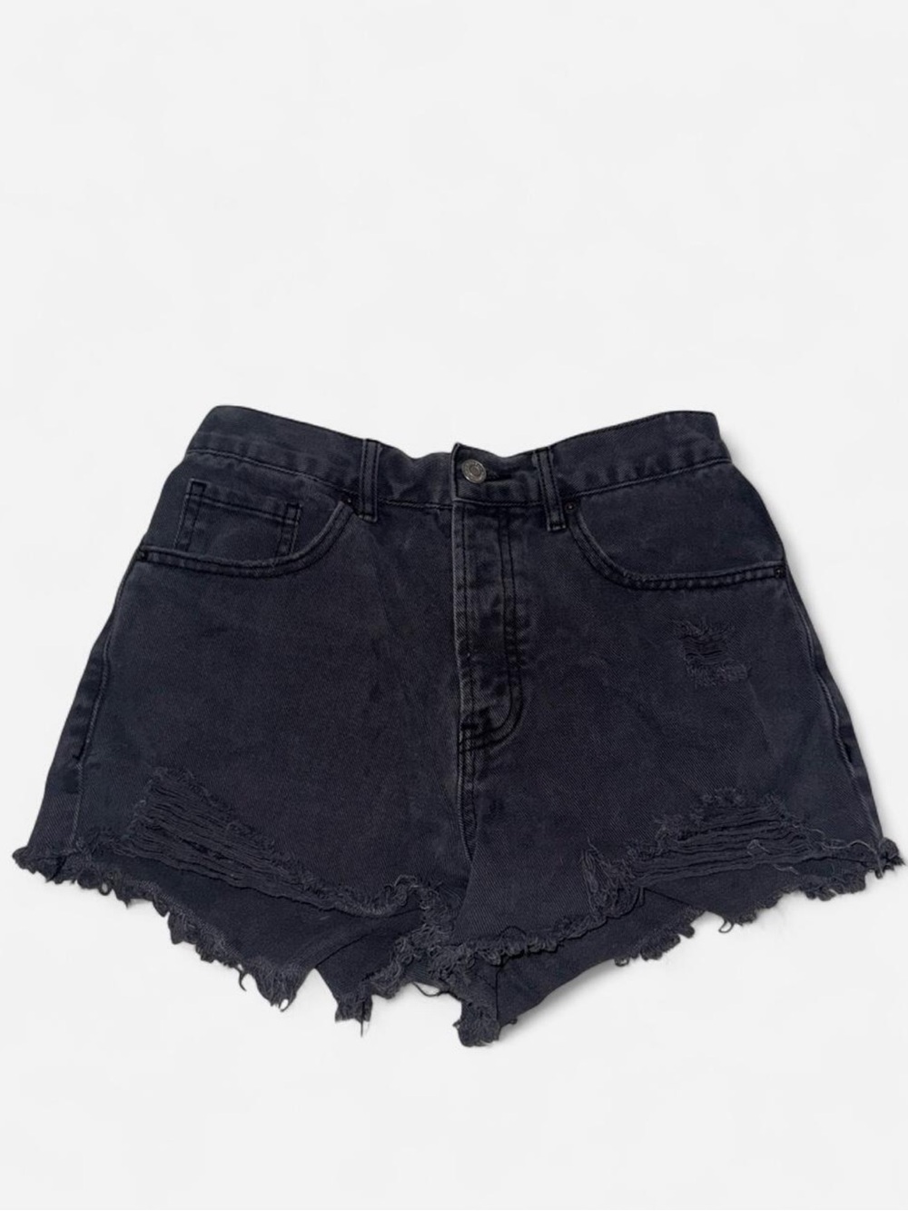 PacSun Black High-Rise Distressed Denim Shorts
